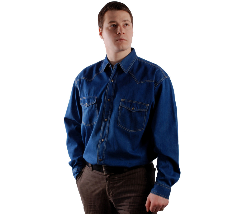 Джинсовая рубашка Р 545 DST, джинсовый тонкий материал хлопок