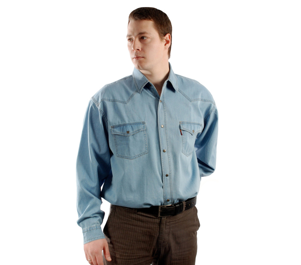 Джинсовая рубашка Р 545 СВ, джинсовый тонкий материал хлопок