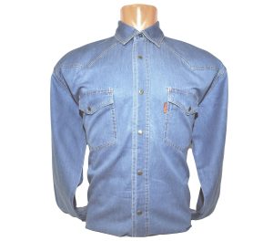 Джинсовая мужская рубашка большого размера цвет светло-синий LST