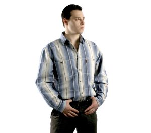 Мужская рубашка большого размера в крупную серую полоску