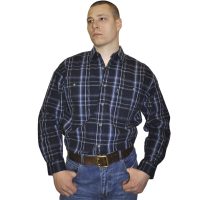 Мужская рубашка в крупную синюю клетку.  Плотный материал