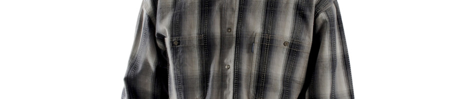 Мужская рубашка в крупную серо черную клетку.  Плотный материал