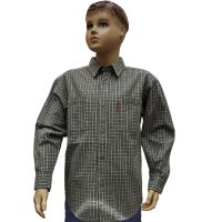 Подростковая  рубашка с длинным рукавом в мелкую коричневую