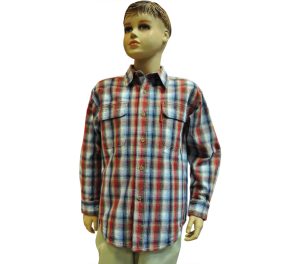 Подростковая  рубашка с длинным рукавом в среднюю красно синюю