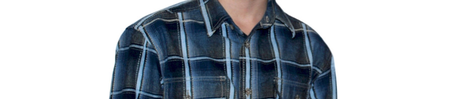 Подростковая  рубашка с длинным рукавом в крупную синюю клетку