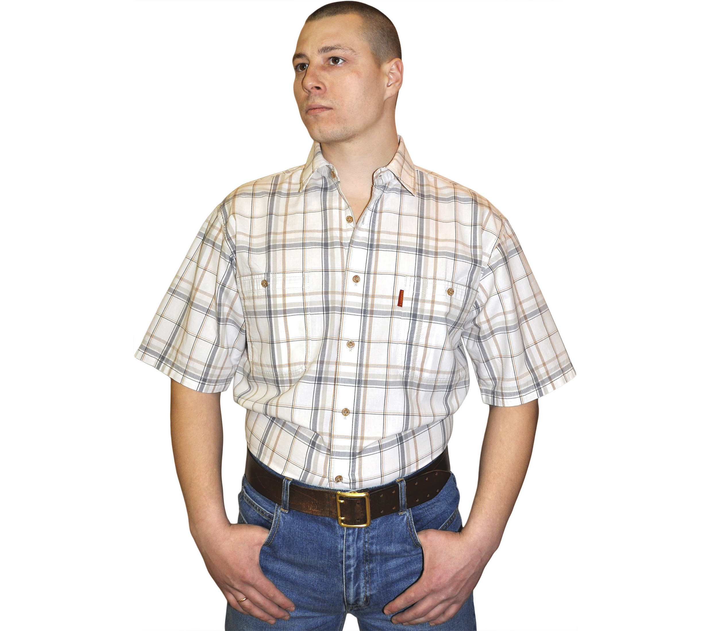 Клетчатая рубашка с коротким рукавом мужская
