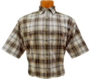 Рубашка в крупную серо-коричневую клетку. Размер от 46-48 до 54-56