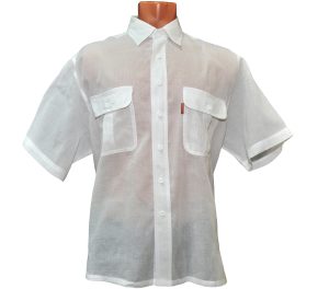 Мужская рубашка с коротким рукавом белого цвета из тонкого материала
