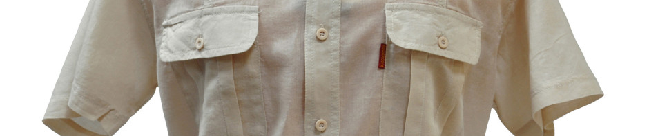 Рубашка с коротким рукавом бежевого цвета из тонкого материала марлёвка.