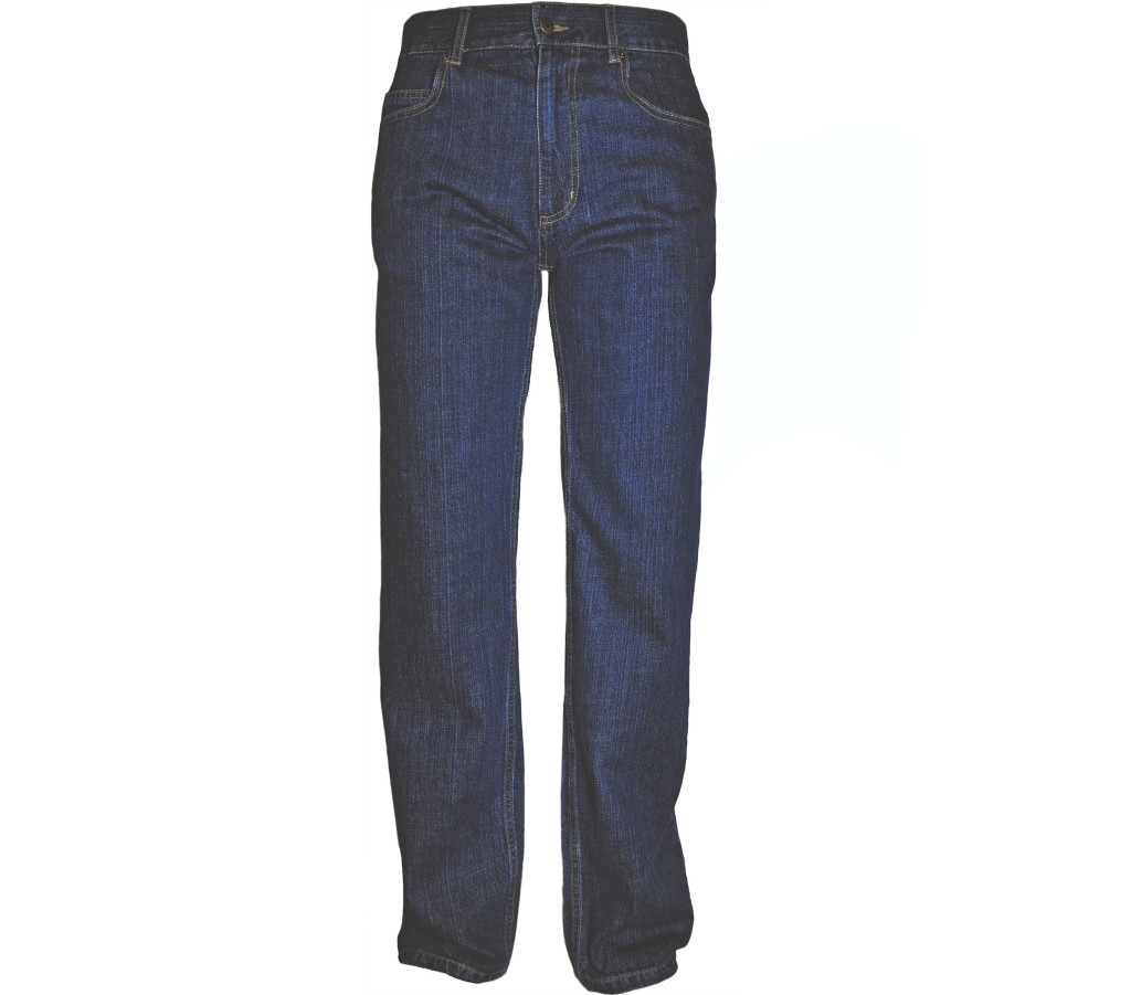 Мужские джинсы классика синего цвета в рубчик без потертостей.