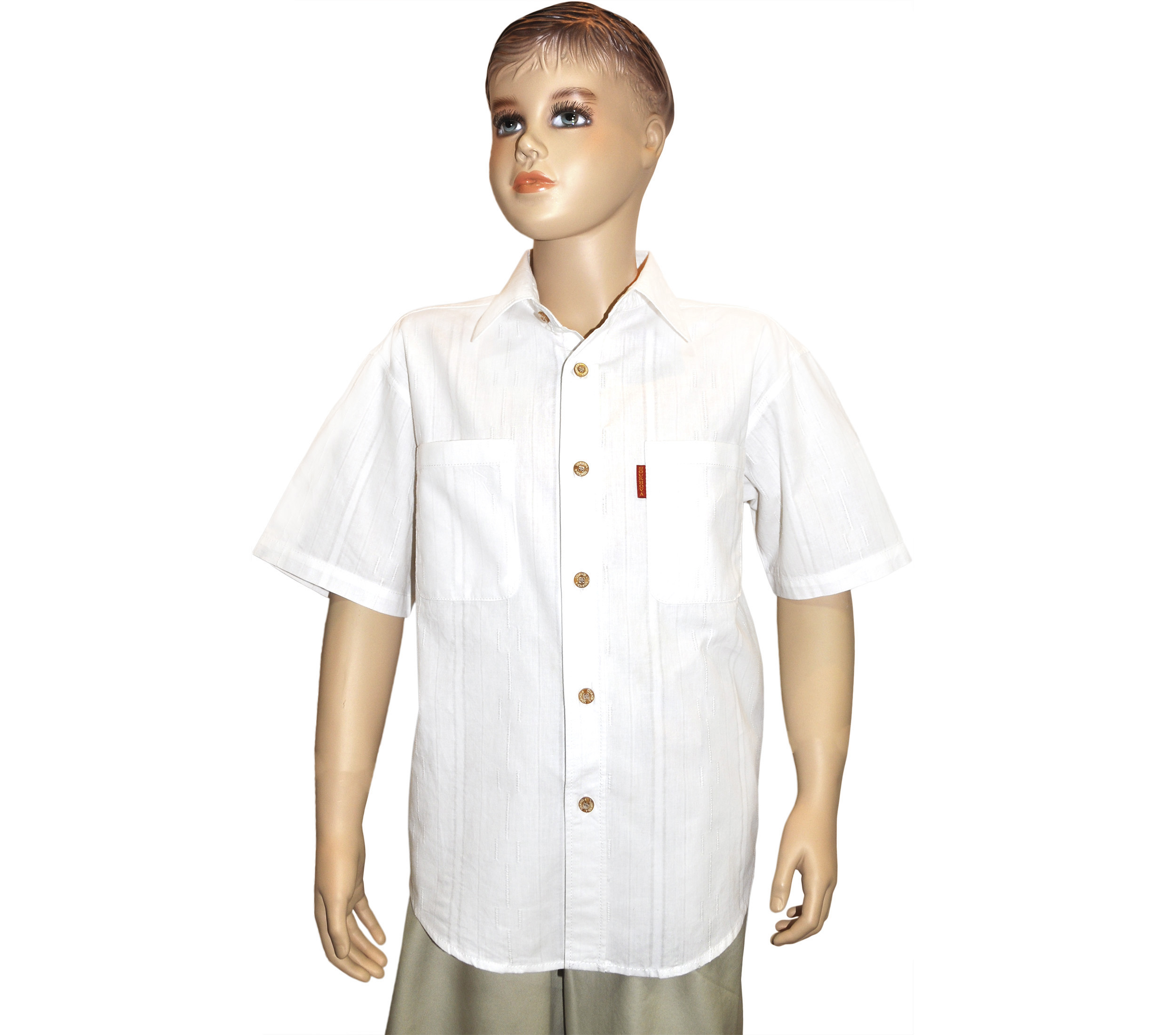 Подростковая рубашка с коротким рукавом белого цвета с импровизированными