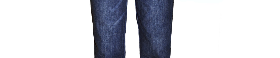 Джинсы синего цвета с эфектом потертости. Классическая модель дж-49-73