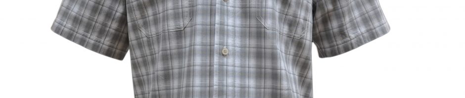 Рубашка мужская в серую среднюю клетку с тонкой серой полосой
