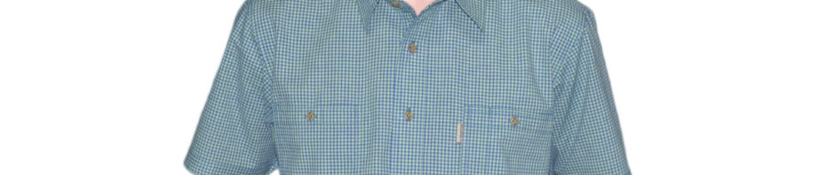 Рубашка мужская в мелкую зеленоватую клетку